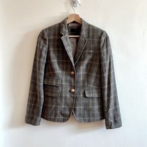 J. Crew Schoolboy Blazer in Gray and Blue Plaid - Size 2